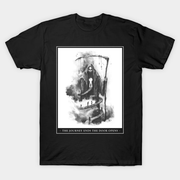 The Journey Ends The Door Opens T-Shirt by cwehrle